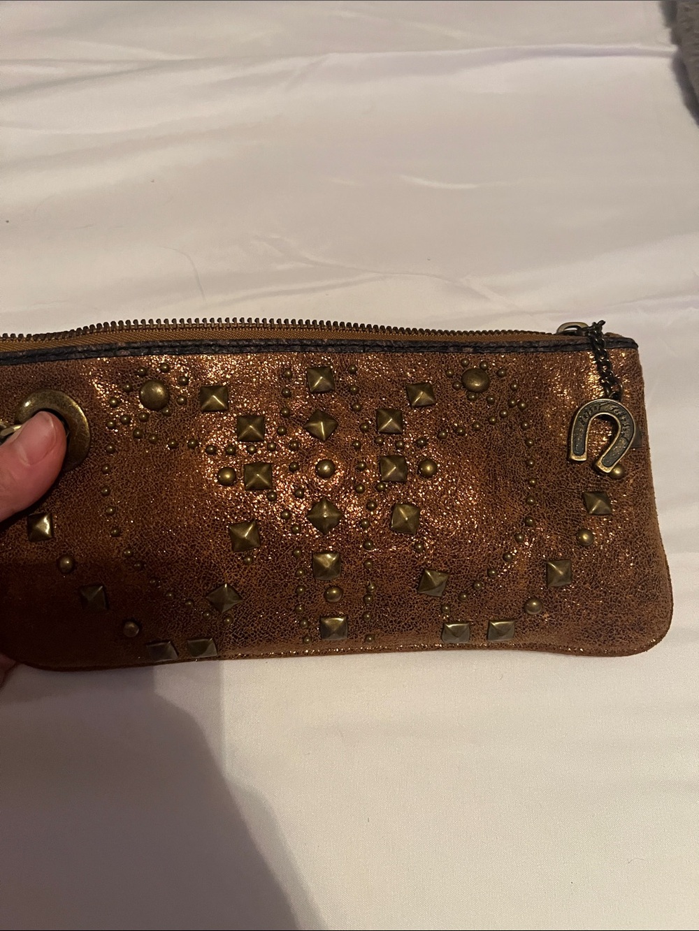 Betsey Johnson Metallic Brown Studded Wristlet - Picture 6 of 7